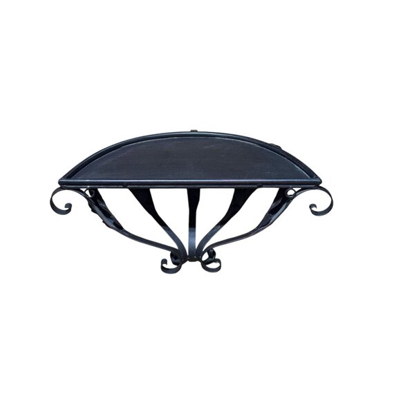 Wrought Iron Wall-Mounted Decorative Shelf With Leaf Design - Picture 8 of 11